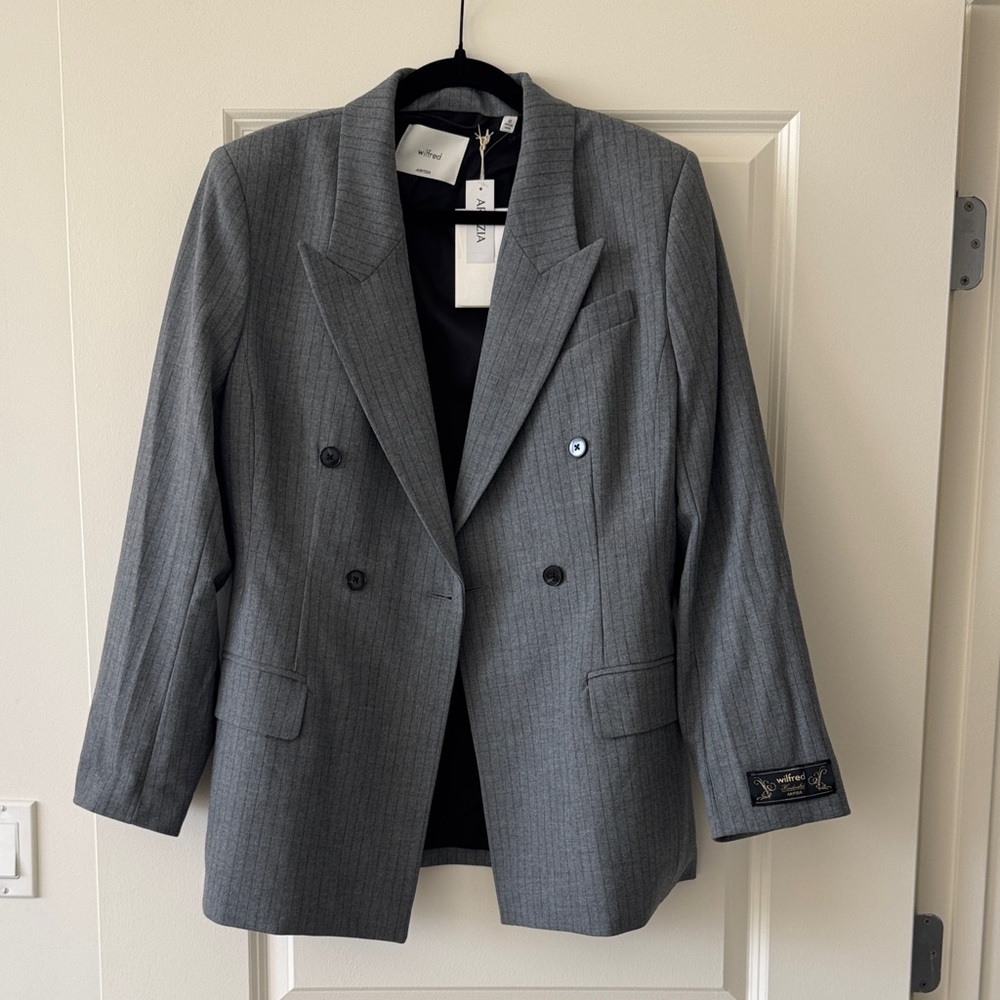 Aritzia Charcoal Double-Breasted Blazer